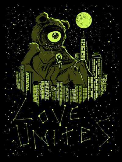 LOVE UNITES 2009 Glow in the Dark Art Print (glow parts) by MUNK ONE