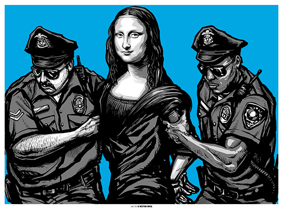 ILLEGAL 2013 Art Print Blue Variant by MUNK_ONE
