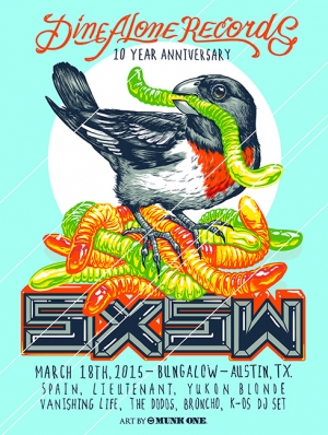 DINEALONE Records 2015 SXSW Print by Munk One